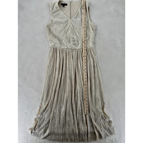 Ivy & Blu Ivory Gold Dress Midi Sleeveless Party Occasion Metallic 6 M - Picture 9 of 11